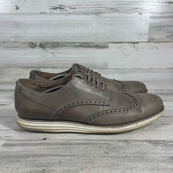 Cole‎ Haan Mens Grand Wingtip Derby Pewter Oxford Shoe Gray Size 13 M - Picture 1 of 8